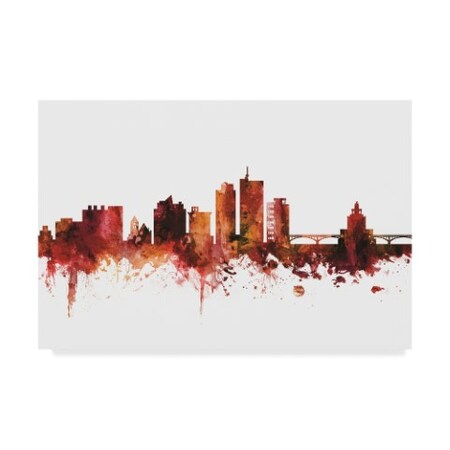 Trademark Fine Art Michael Tompsett 'Cedar Rapids Iowa Skyline Red' Canvas Art, 30x47 MT02021-C3047GG